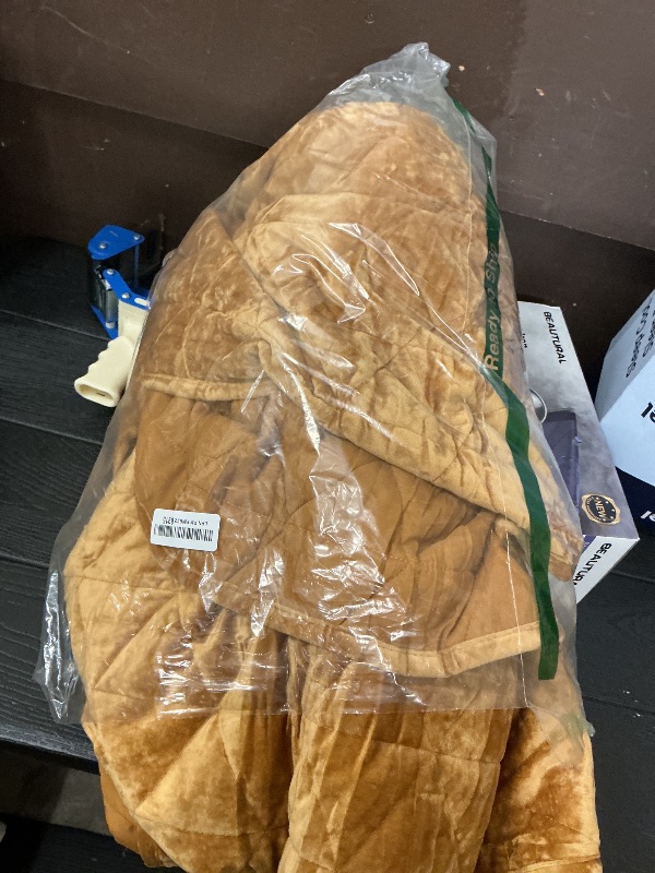 Photo 1 of Homzard Velvet Quilt Set Queen Size Bedding Set, Caramel Gold Comforter Queen Size, Soft Bedspreads, Plush Lightweight Bedding for All Season