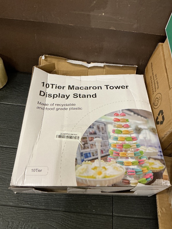 Photo 1 of 10 Tiers Macaroon Tower Stand, Round Macaron Tower Cake Display Rack Plastic Cupcake Stand Macarons Desserts Serving Tray for Birthday Wedding Party Decor (10 Tiers)