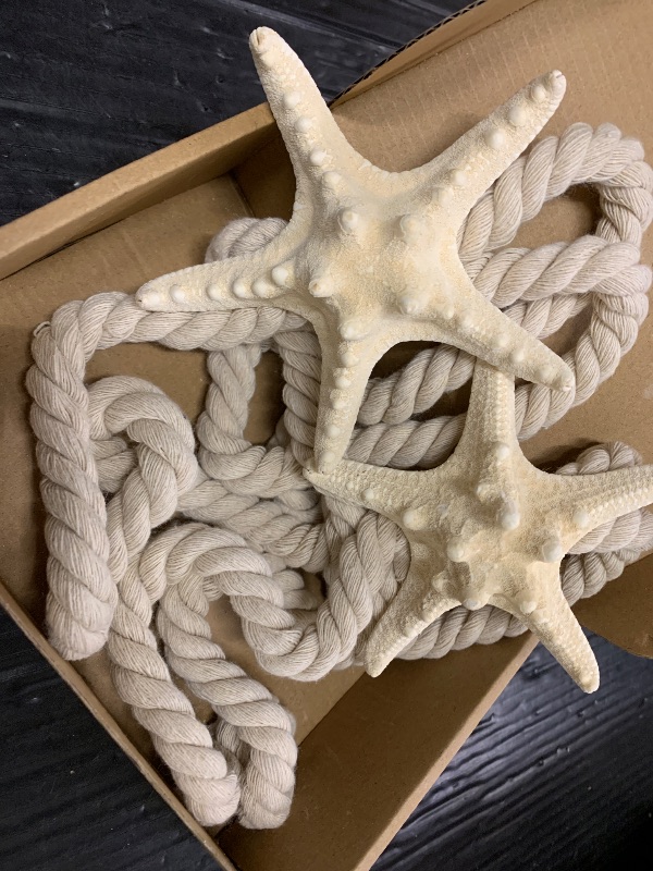 Photo 1 of 2 Pcs Natural Starfish Curtain Tiebacks, Handmade Woven Rope Curtain Curtain Ties Blinds Accessories for Outdoor, Home, Office,Hotel, Living Room Curtain Decoration (Breadfish Starfish)