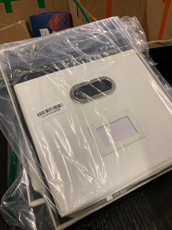 Photo 1 of 2 Pack File Storage Organizer, Portable File Box with Lid, Fit for Letter/Legal File Folder Storage, White (Leather) - Box only