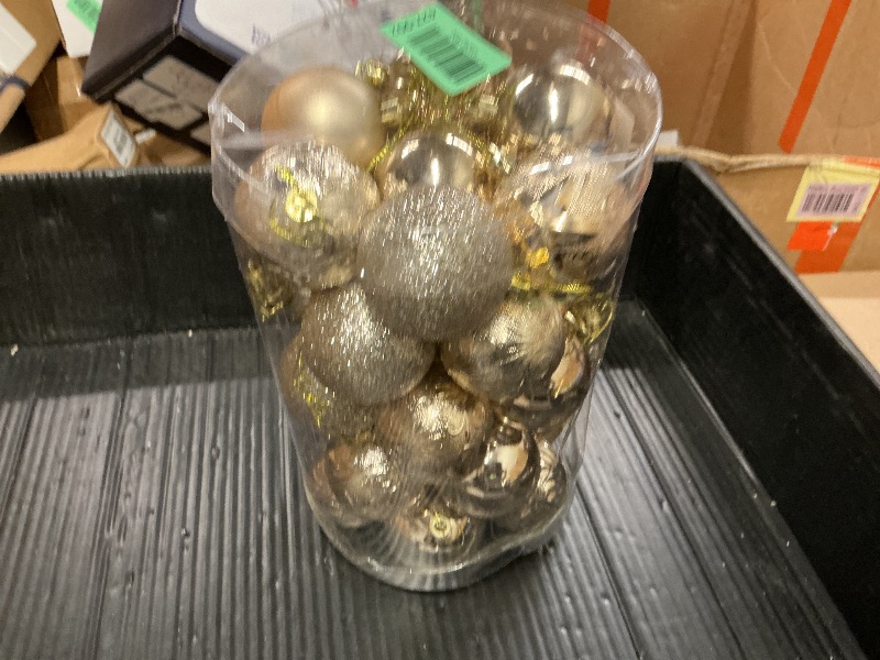 Photo 1 of 34ct Champagne Christmas Ball Ornaments Shatterproof Plastic Christmas Tree Decorations for Xmas Party Home Office Holiday Decor -Medium Size (2.36"/ 60mm)