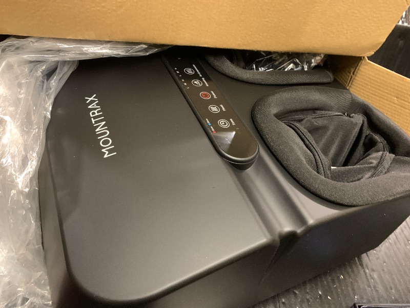 Photo 1 of MOUNTRAX Foot Massager Machine with Heat, Foot Massager for Plantar Fasciitis, Neuropathy Pain, Shiatsu Foot Massager with Remote, Fits Feet Up to Men Size 12 (Black)