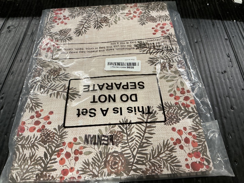 Photo 1 of 100 Pcs Christmas Winter Paper Placemats Disposable Tabletop Dining Table Place Mat Christmas Disposable Paper Placemats Bulk for Holiday Party, 10 x 14 Inch(White,Pine)