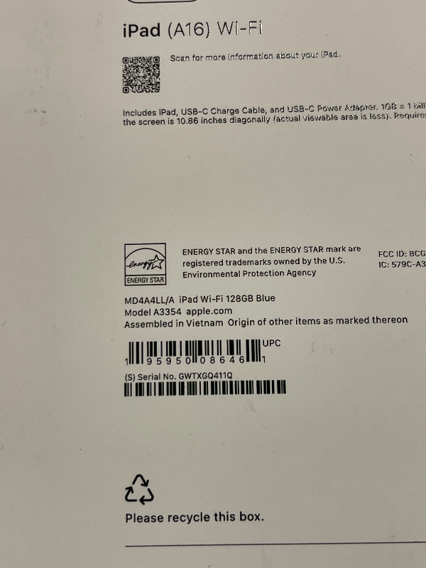 Photo 1 of Apple iPad 11-inch: A16 chip, 11-inch Model, Liquid Retina Display, 128GB, Wi-Fi 6, 12MP Front/12MP Back Camera, Touch ID, All-Day Battery Life — Blue