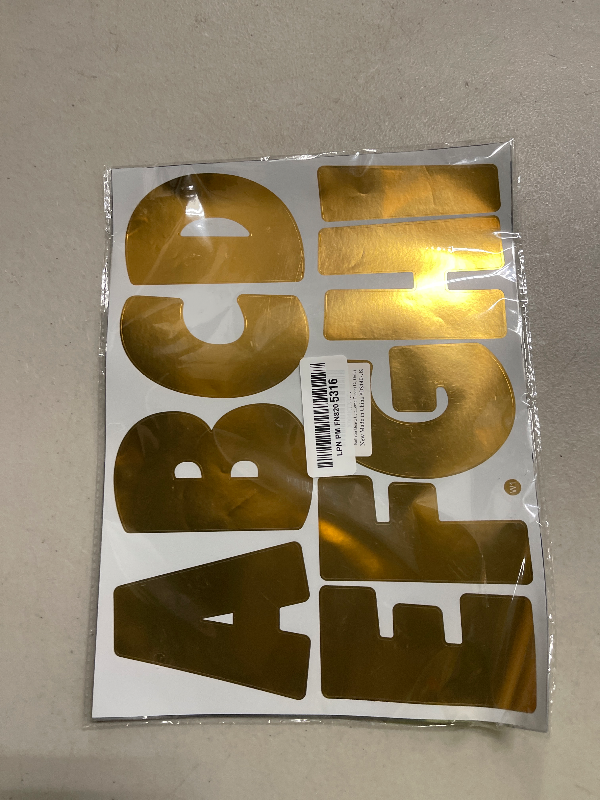 Photo 1 of 117 Pcs Bulletin Board Letters Large Letter Stickers 4 Inch Self Adhesive Vinyl Waterproof Alphabet Stickers for Poster Board Letters Mailbox Classroom School Home Decor (12, Gold)