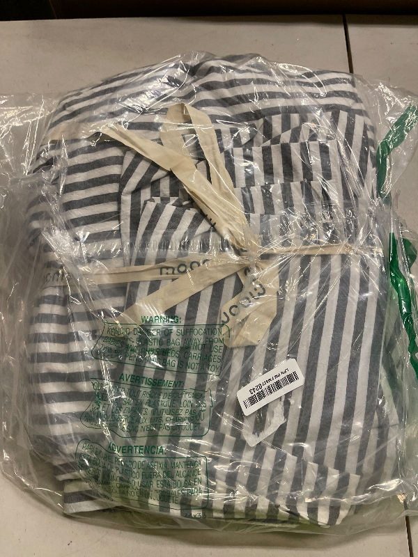 Photo 1 of MooMee Striped Duvet Cover Set 100% Washed Cotton Linen Like Textured Breathable Durable Soft Comfy (Dark Grey White Classic Stripes, King 104"x90")