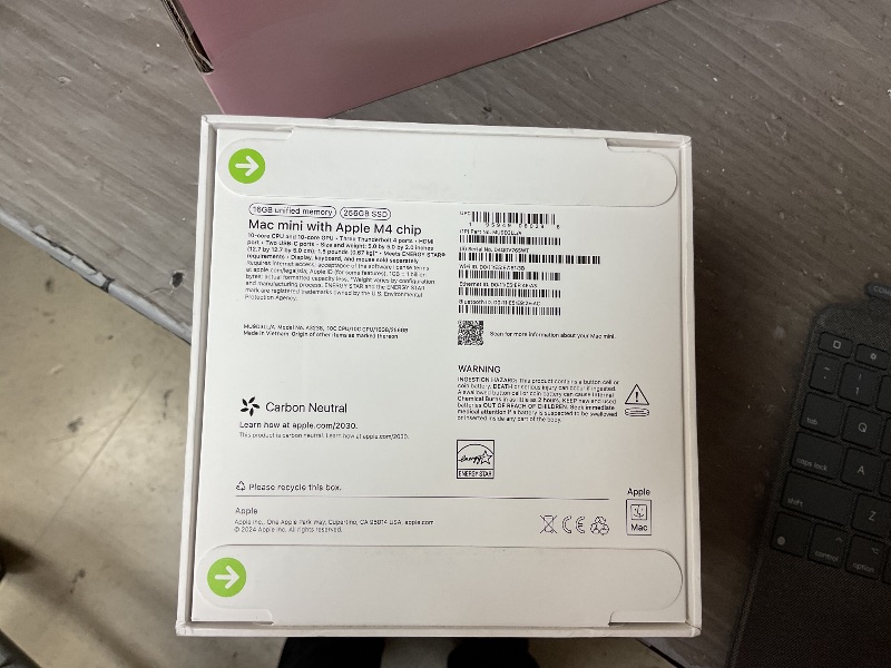 Photo 1 of see notes and pictures………..Apple 2024 Mac mini Desktop Computer with M4 chip with 10?core CPU and GPU: Built for Apple Intelligence, 16GB Unified Memory, 256GB SSD Storage, Gigabit Ethernet. Works with iPhone/iPad