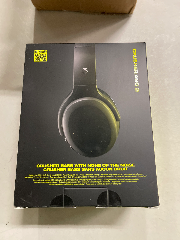 Photo 1 of Skullcandy Crusher ANC 2 Wireless Over-Ear Bluetooth Headphones with Extra USB-C Charging Cable, Multi-Sensory Bass, Active Noise Cancelling, 60 Hours Battery, Microphone iPhone Android - True Black