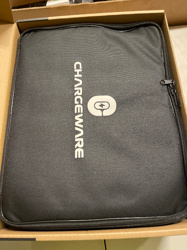 Photo 1 of CHARGEWARE Level 2 Smart EV Charger with LAN App Control (Same Network), 9.6kW, ETL Certified, 24ft Cable, Wall Mount/Portable, 14-50R to 5-15P Adapter, LCD Display, Dark Gray