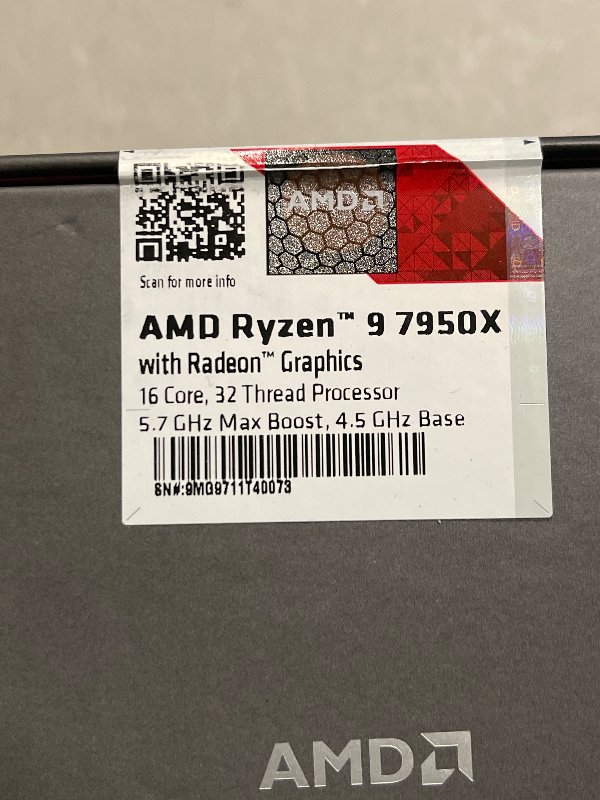 Photo 1 of AMD Ryzen 9 7950X 16-Core, 32-Thread Unlocked Desktop Processor