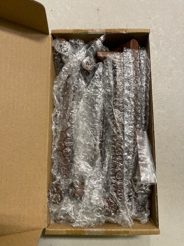 Photo 1 of MFYS 6 Pack Walnut Wood Drawer Pulls Handes Rustic Cabinet Pulls Handles Wood Dresser Knob Kitchen Furniture Hardware (6, 6-5/16" Hole to Hole)