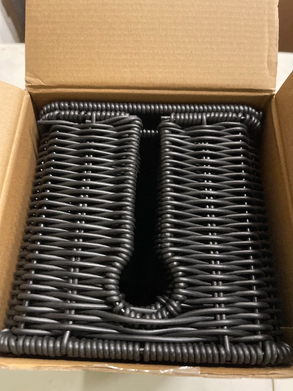 Photo 1 of 2Pack Large Cable Management Box Black, Handwoven Imitation Rattan Cord Organizer Cord Hider, Desk Cord Management Box to Hide Cords and Power Strips on Desk or Floor