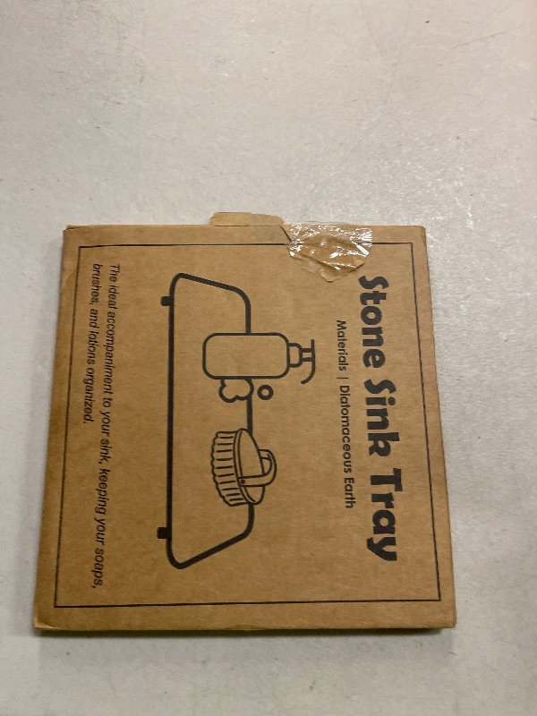 Photo 1 of 2PCS Water Absorbing Stone Tray, Natural Diatomaceous Earth Stone Sink Mat, Quick Dry Dish Soap Dispenser Sponge Holder, Dark Gray