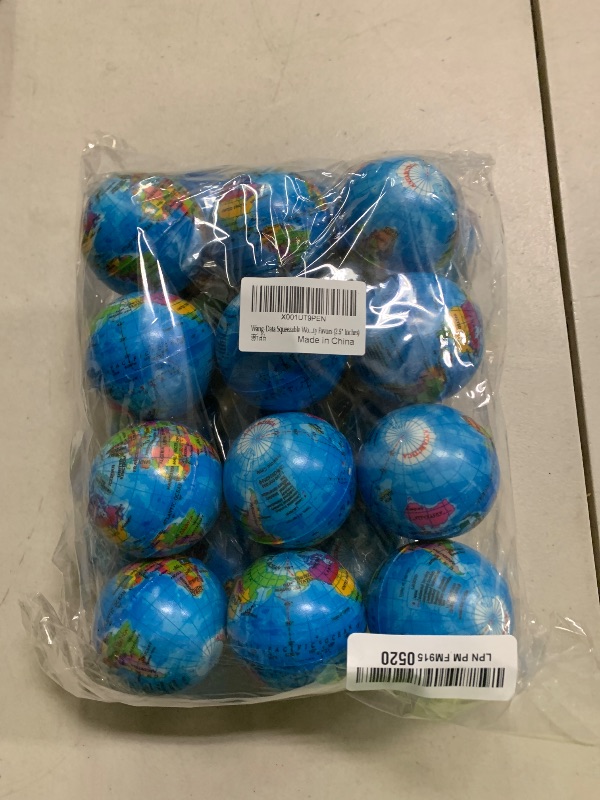 Photo 1 of 24 Pack Squeezable World Stress Balls for Kids Mini Earth Ball - Pressure Relieving Health Balls Globe Pattern Balls , School, Classroom, Party Favors (2.5" Inches)