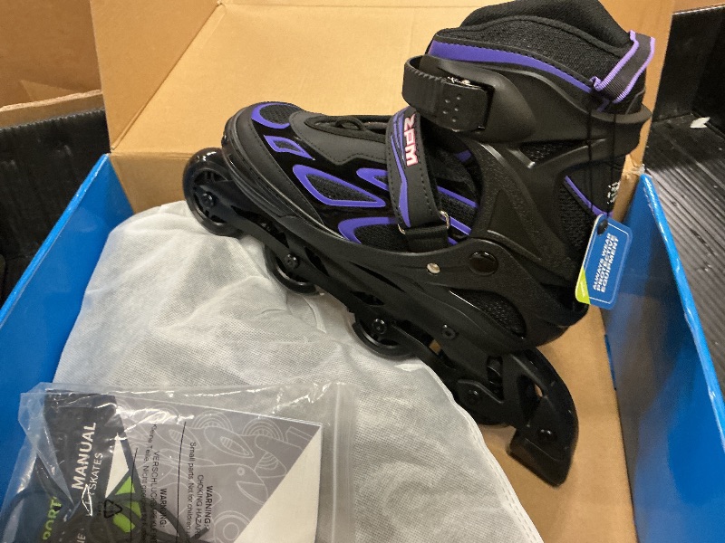 Photo 1 of 2PM SPORTS Vinal Girls Adjustable Inline Skates with Light up Wheels Beginner Skates Fun Illuminating Roller Skates for Kids Boys and Ladies… (Violet & Magenta, Large - Youth (4Y-7Y US))