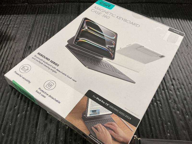 Photo 1 of ESR iPad Pro 13 Inch Case with Keyboard (M5/M4, 2025/2024), iPad Pro 13 Keyboard Case with Easy-Set Magnetic Stand, Portrait/Raised Modes for iPad Pro 13, Removable, Rebound 360 Series,White