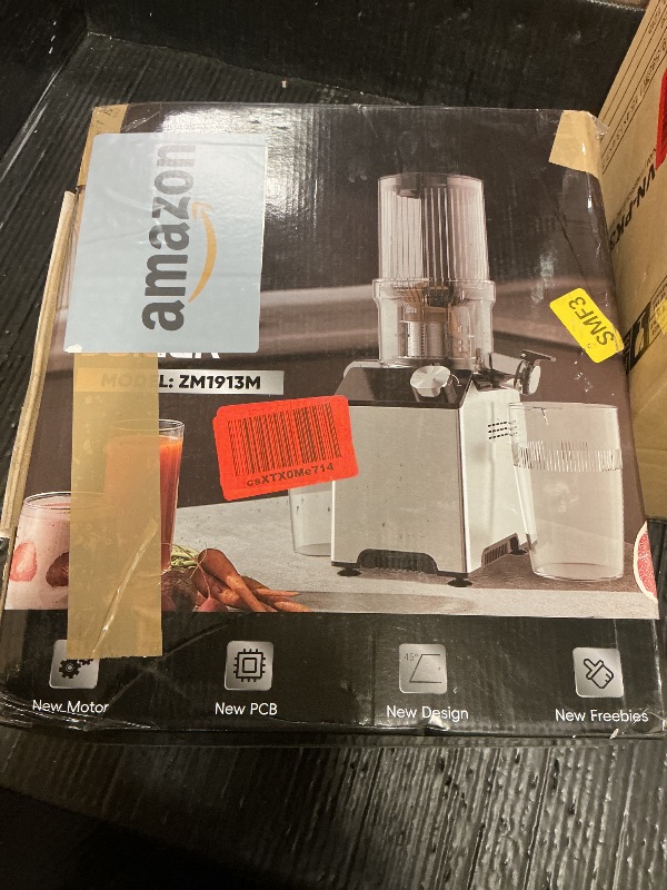 Photo 1 of WHUTO Cold Press Juicer, Wide Feed Chute Juicer Machines, Stainless Steel Slow Masticating Juicers Easy to Clean, Vegetables & Fruits Juice Extractor, High Juice Yield, Gray Knob