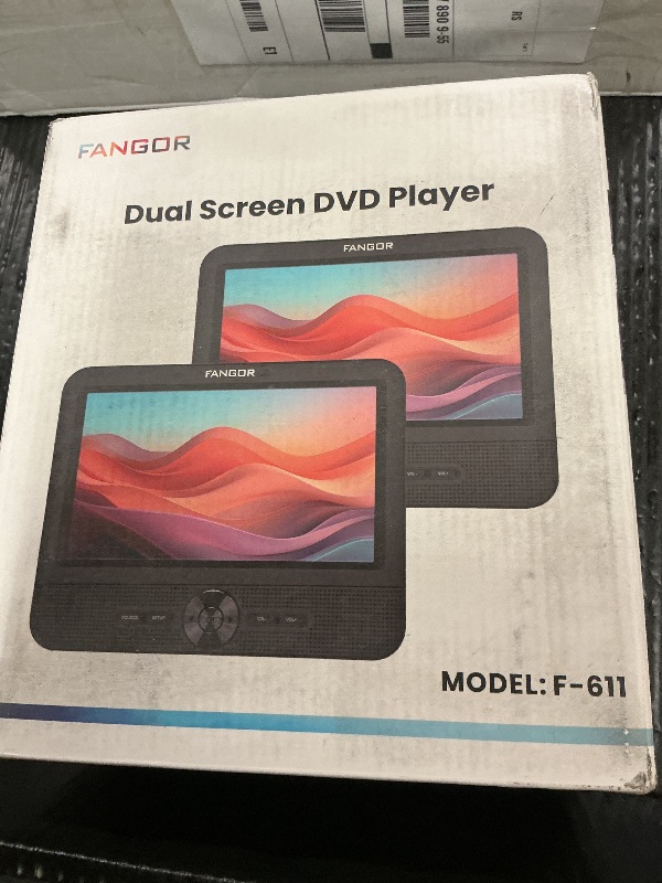 Photo 1 of FANGOR 7.5 Inch Dual Car DVD Player, Portable Headrest Video Player for Car with 5 Hours Rechargeable Battery, Last Memory, AV Out/in, Support USB/SD/Sync TV, All Regions (1 Player+1 LCD Screen)