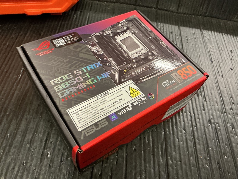 Photo 1 of ASUS ROG Strix B850-I Gaming WiFi AMD AM5 B850 Mini-ITX mITX Motherboard 10+2+1 Stages, DDR5, 2.5G LAN, WiFi 7, 2X M.2, PCIe® 5.0 x16, USB 20Gbps Type-C®, AI Overclocking, AI Networking II, Aura Sync