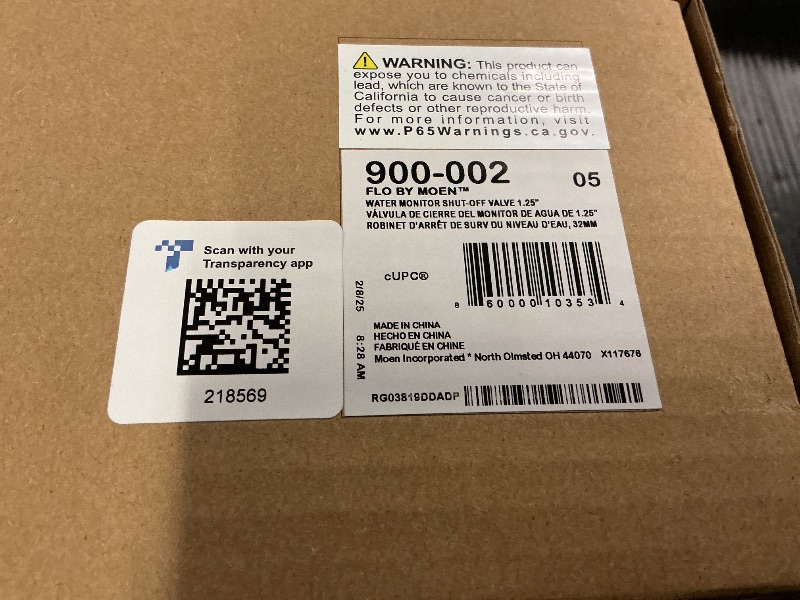 Photo 1 of Moen Flo Smart Water Monitor and Automatic Shutoff Sensor, Wi-Fi Connected Water Leak Detector for 1-1/4-Inch Diameter Pipe, 900-002