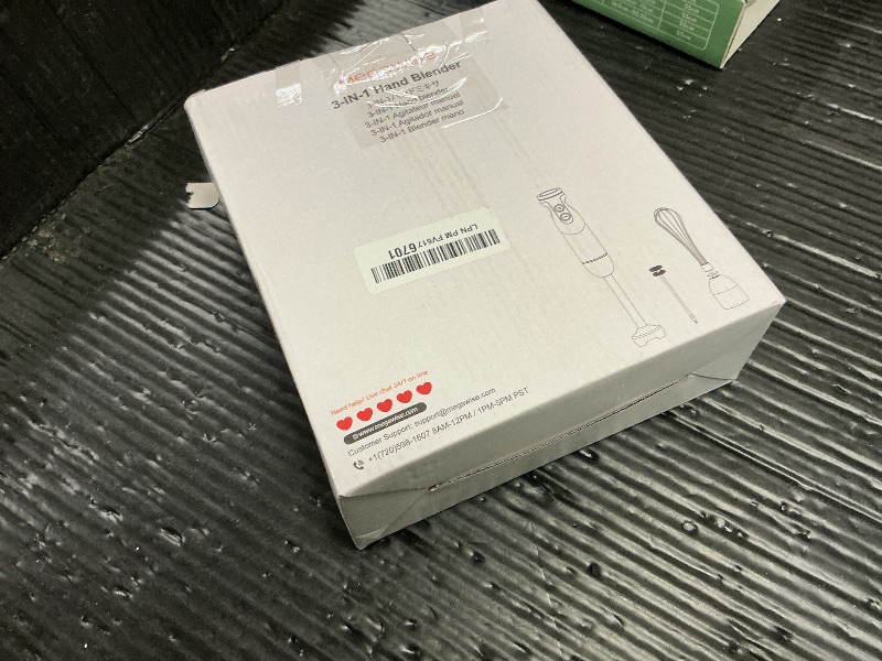 Photo 1 of 3- in-1 Immersion Hand blender, Powerful MOTOR & Stainless Steel Stick Blender, 4 Sharp Blades with Whisk, Milk Frother Attachments