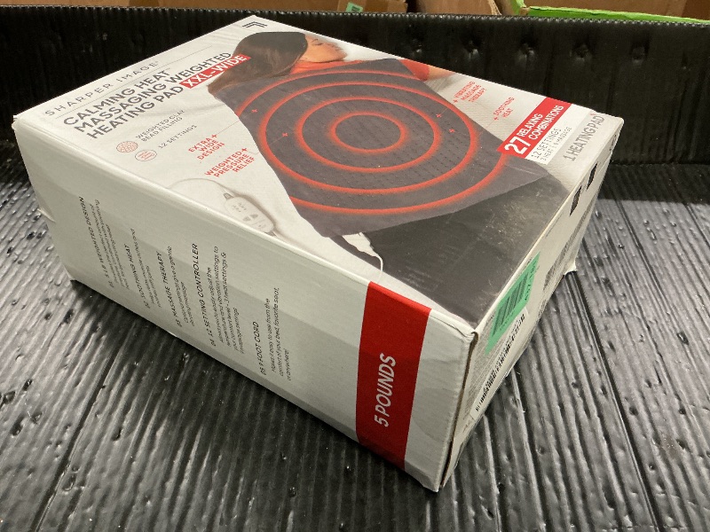 Photo 1 of Calming Heat XXL Wide Massaging Vibrations Weighted Heating Pad by Sharper Image | Auto Shut-Off Feature, Gift for Holidays, Women & Men | 3 Heat, 9 Massage, 20” x 24”, 5 lbs