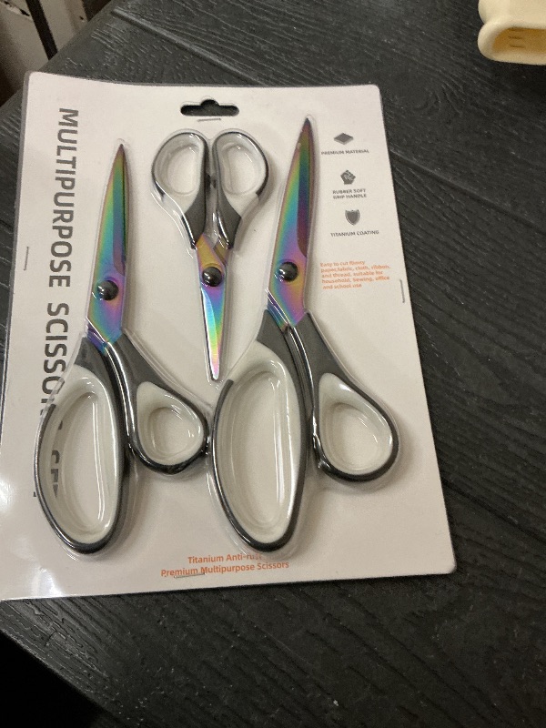 Photo 1 of 3-Pack Scissors 9.5"Professional Multipurpose Scissors Tool Great for Adults, Office, Sewing, School and Home Supplies,Black and White