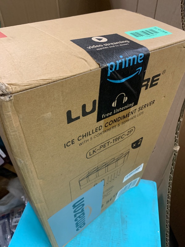 Photo 1 of 2 Pack Chilled Condiment Tray Server with 5 Containers and Removable Compartments, Large Ice Condiment Organizer, Clear Garnish Serving Platter for Kitchen, Fruit, Salad, Food, Bar Accessories