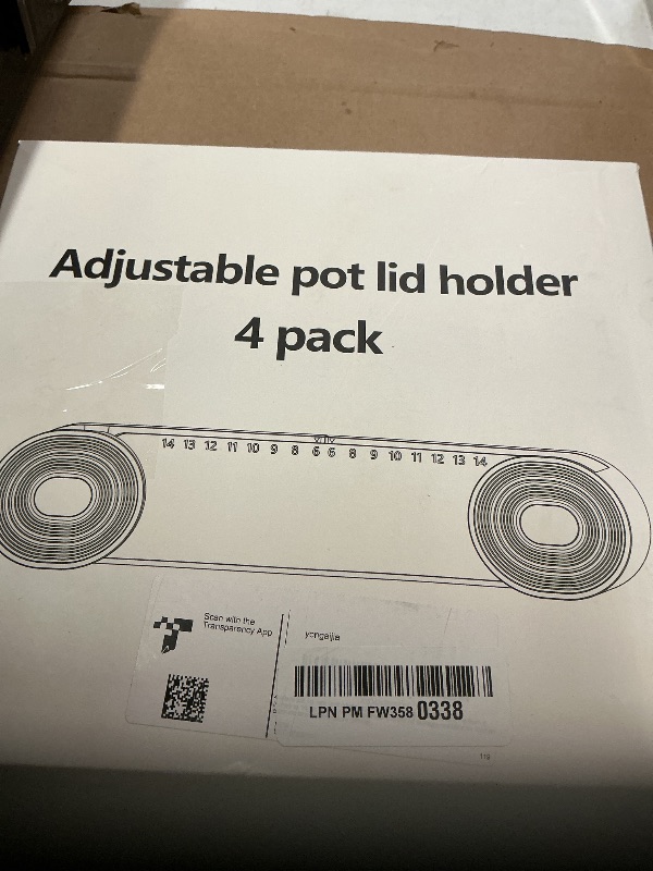Photo 1 of 4-piece pot lid rack, pot lid storage container suitable for lids ranging from 6 inches to 14 inches, adhesive wall mounted pot lid storage, suitable for kitchen cabinets and cabinet doors (White)
