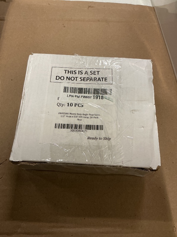 Photo 1 of [10-Pack] PROCURU Heavy Duty Angle Stop Valve 1/2" Nominal (5/8" OD) Compression x 3/8" OD, 1/4-Turn Operation (PCAS12-10P)
