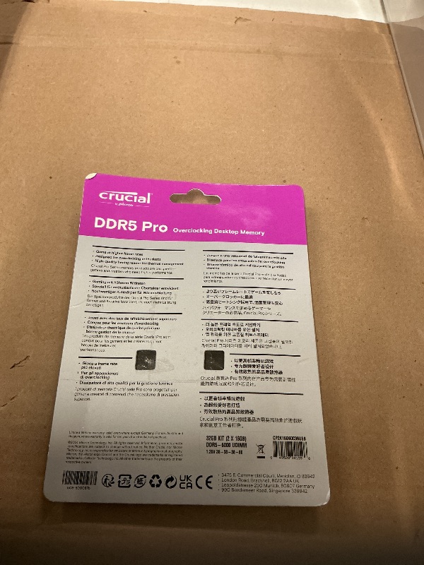 Photo 1 of Crucial Pro 32GB DDR5 RAM Kit (2x16GB),CL36 6000MHz, Overclocking Desktop Gaming Memory, Intel XMP 3.0 & AMD Expo Compatible, Black - CP2K16G60C36U5B