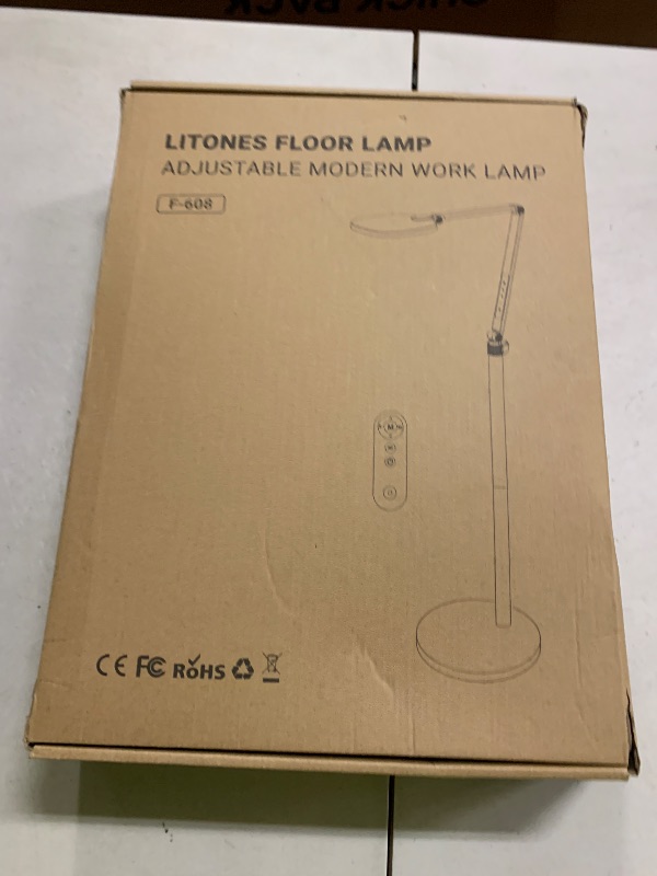 Photo 1 of LitONES LED Floor Lamp for Office, 30 Lighting Modes Dimmable Standing Lamp with Memory & Timer Function, Soft Eye-Caring Office Lamp, Adjustable Swing Arm Reading Floor Lamp