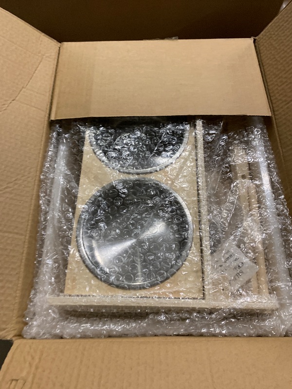 Photo 1 of 3 in 1 Rabbit Litter Box with Hay Feeder and Bowls - Wooden Rabbit Hay Feeder for Guinea Pig, Hamster, Small Animals