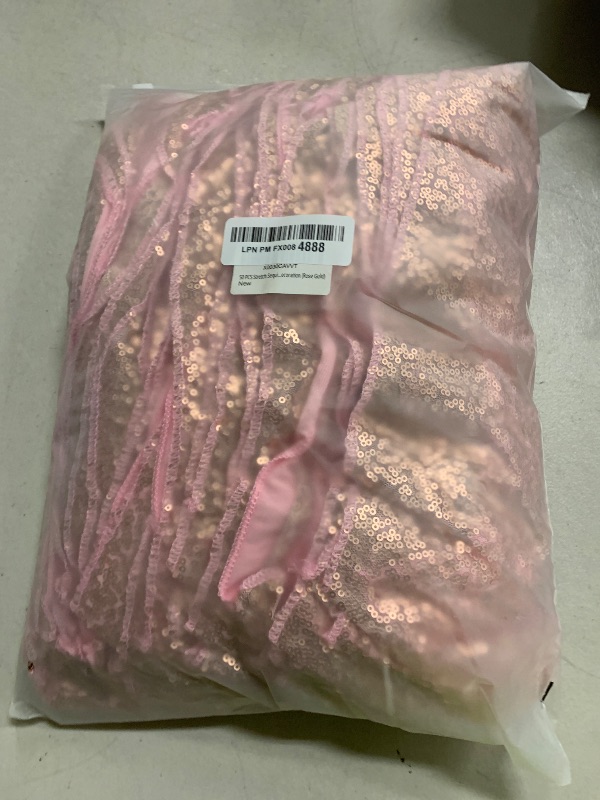 Photo 1 of Dimatic 50 PCS Stretch Sequin Chair Sashes Chair Stretchy Spandex Bands for Wedding Reception Events Banquets Chairs Decoration (Rose Gold)
