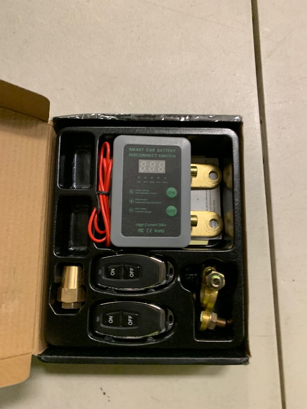 Photo 1 of 12V Smart Battery Disconnect Switch with Remote Control - Perfect for Cars, Trucks, RVs, and ATVs - Features LED Voltage Display and Anti-Theft Battery Cut-Off Capability (Grey-DC)