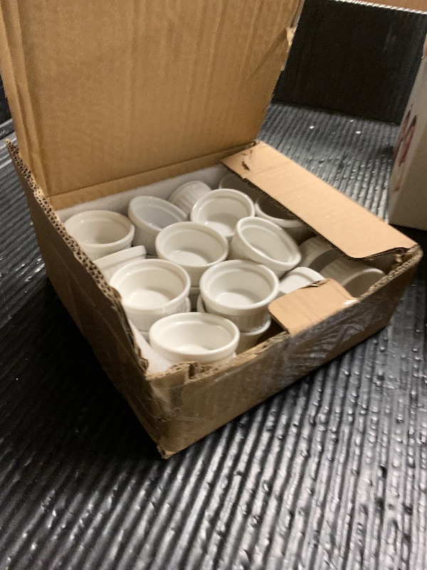 Photo 1 of 24 Pcs Mini Ramekins 1 oz Small White Ramekin Ceramic Creme Brulee Ramekins Ceramic Porcelain Souffle Dish Custard Cups Small Dipping Bowls Dessert Cups Set