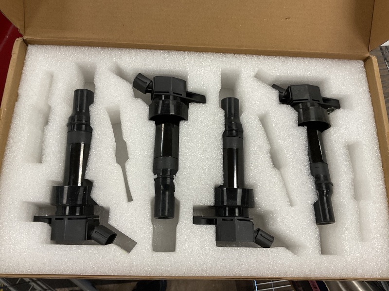Photo 1 of 4PCS UF652 Ignition Coils & 93815 Double Iridium Spark Plug Compatible with Hyundai Accent Veloster 2012-2020, Kia Rio Soul 2012-2019 Replace# 273012B100 C1803 5C1860 GN10634