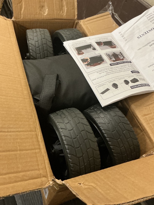 View 3 of 45.5" L Kitsure Collapsible Wagon - Heavy Duty Foldable Wagon with 440lbs Capacity, Adjustable Handle, Shopping Cart with Wheels for Camping, Groceries, Black, 45.5" x 24.0" x 38.0"