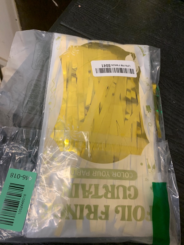 Photo 1 of 2 Pack Gold Tinsel Backdrop, 3.28 FT x 7.05 FT Metallic Fringe Curtain, Gold Color Graduation Backdrop Party Streamers, Party Supplies Door Decorations for Birthday Anniversaries