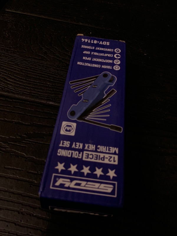 Photo 1 of 12-Piece Large Folding Hex Key Set Metric (1.5-12mm), Heavy Duty Allen Wrench Set, Portable Tool for Archery, Bike Repair, Furniture, and Basic Home Maintenance (Blue)