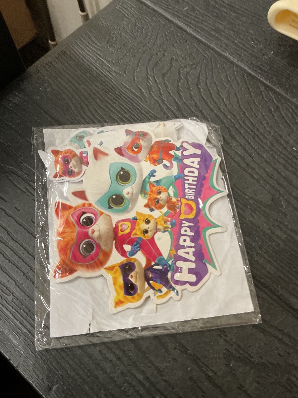 Photo 1 of 25pcs Super Cats Cake Decorations with 24pcs Cupcake Toppers, 1pcs Cake Topper for cats Birthday Party Supplies