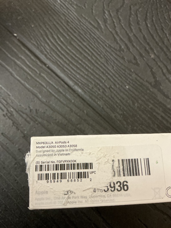 Photo 1 of Apple AirPods 4 Wireless Earbuds, Bluetooth Headphones, Personalized Spatial Audio, Sweat and Water Resistant, USB-C Charging Case, H2 Chip, Up to 30 Hours of Battery Life, Effortless Setup for iPhone