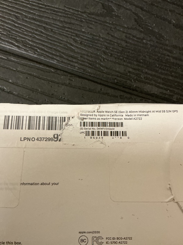 Photo 1 of Apple Watch SE (2nd Gen) [GPS 40mm] Smartwatch with Midnight Aluminum Case with Midnight Sport Band S/M. Fitness and Sleep Trackers, Crash Detection, Heart Rate Monitor, Retina Display