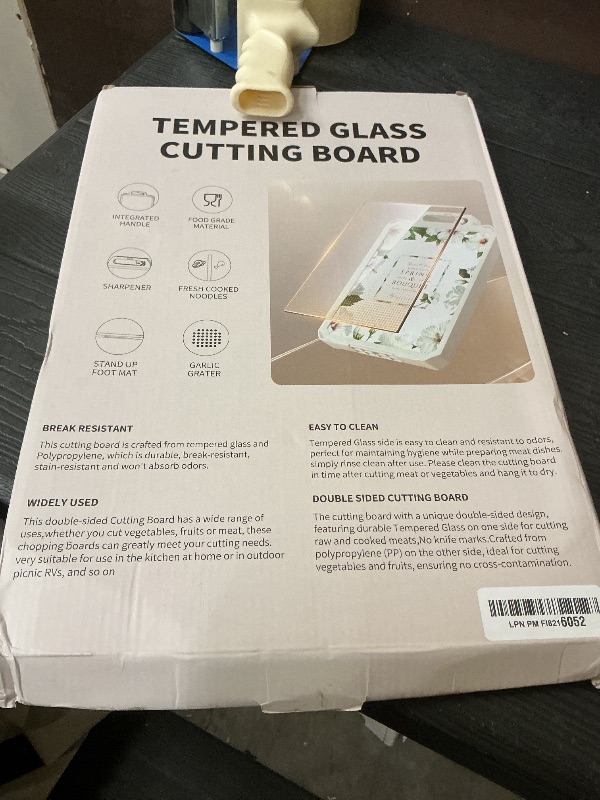 Photo 1 of 2-in-1Tempered Glass Cutting Board for Kitchen Standable Tempered Glass for Kitchen Counter + Food-Grade PP | Built-in Knife Sharpener & Anti-Spill Groove | Non-Slip, Easy to Clean 17”×12”