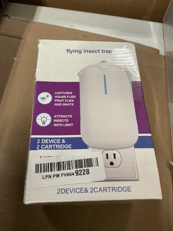 Photo 1 of 2 Flying Insect Traps & 2 Cartridges - Compatible with M364A Refill - Plug in Fruit Fly Trap for Indoor - Bug Catcher for Gnats, House & Fruit Flies - Use in Any Room (2 Device & 2 Cartridges)