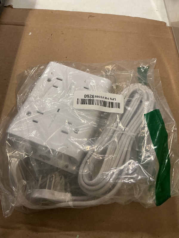 Photo 1 of 10FT Flat Plug Extension Cord with Multiple Outlets, Surge Protector Power Strip 10 ft Cord, 8 Outlets 4 USB Ports (2 USB C), Multi Outlet Wall Plug for Home Office College Dorm Room Essentials