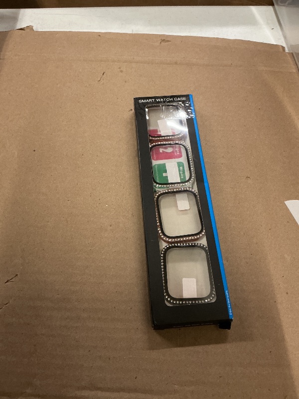 Photo 1 of 4 Pack Bling Case for Apple Watch 9/8/7 45mm, Glitter Rhinestone Diamonds Protective Case with Tempered Glass Screen Protector Cover for iWatch Series 9/Series 8/Series 7 45mm Women