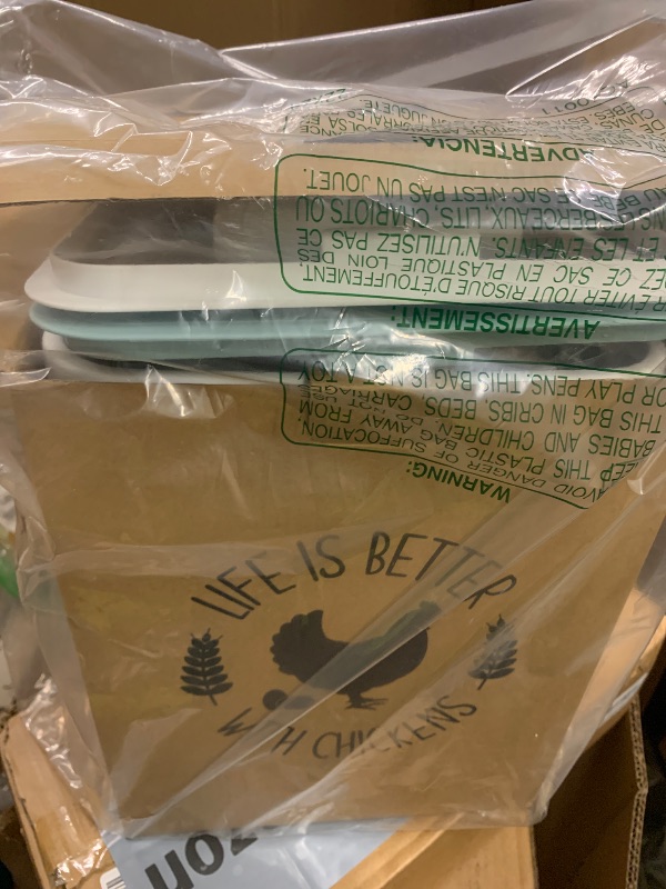 Photo 1 of ?Tgeyd Chicken Feeder and Chicken Waterer Set - Hanging Automatic Chicken Feeder No Waste - Chicken Coop Accessories - Poultry Waterer with 2 Gallon/10 Pounds