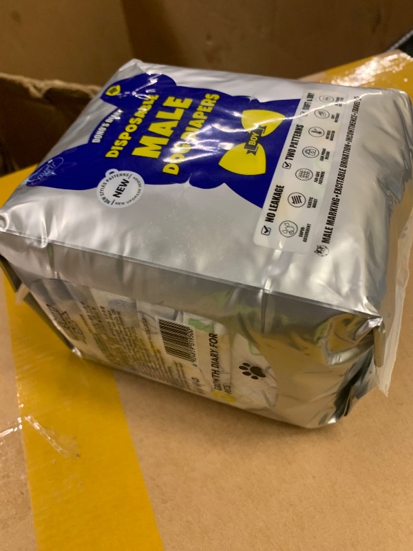 Photo 1 of 10 pcs.  Dono Dog Diapers Male, Disposable Male Dog Wraps Ultra Absorbent Doggie Diapers, Rapid-Dry Leak-Proof Puppy Diapers, Wetness Indicator Excitable Urination Incontinence, Medium