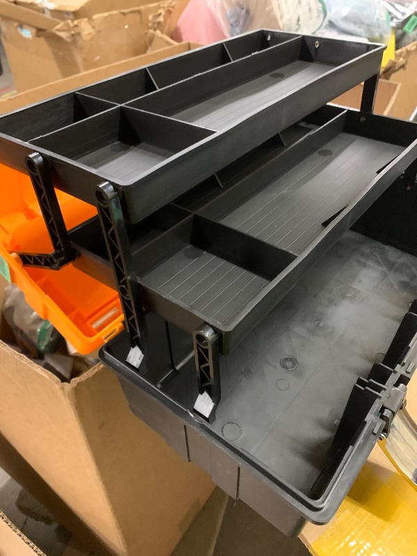 Photo 1 of 17-Inch Three-Layer Plastic Storage Box/Tool Box/Sewing Box Organizer, Multipurpose Organizer and Portable Handled Storage Case for Art Craft and Cosmetic (Style A)